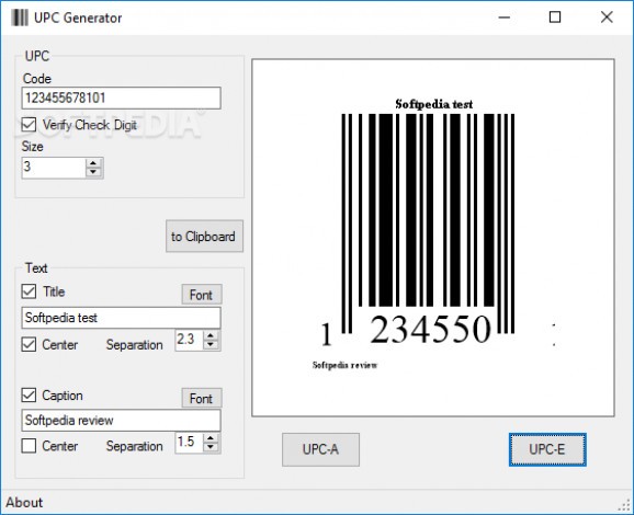 UPC Generator screenshot