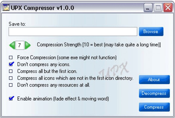 UPX Compressor screenshot