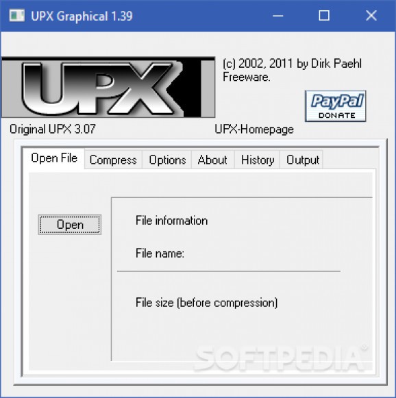 UPX Graphical screenshot