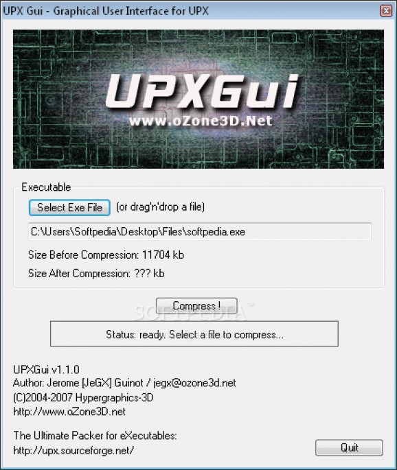 UPXGUI screenshot