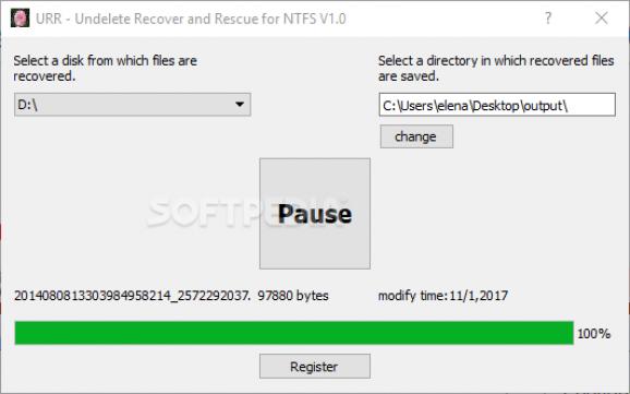 URR - Undelete Recover and Rescue for NTFS screenshot
