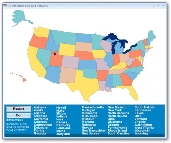 US Interactive Map Quiz Software screenshot