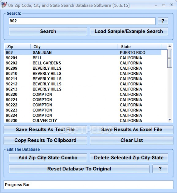 US Zip Code, City and State Search Database Software screenshot