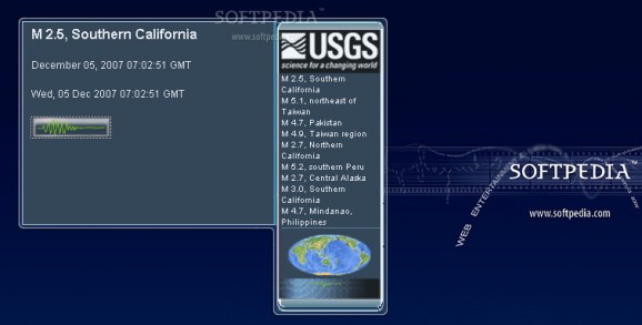 USGS Earthquake RSS Feed Reader screenshot