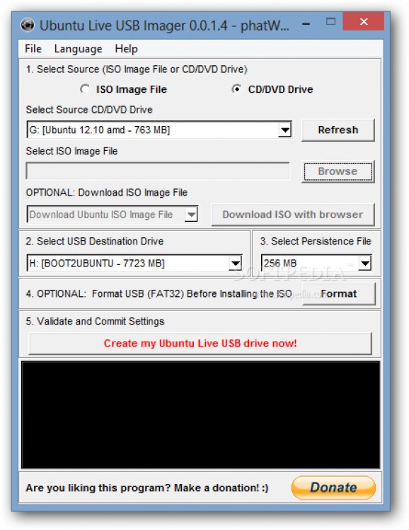 Ubuntu Live USB Imager screenshot