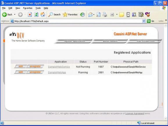 UltiDev Cassini Web Server for ASP.Net 2.0 screenshot