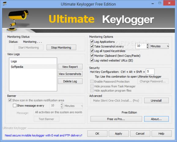 Ultimate Keylogger Free Edition screenshot