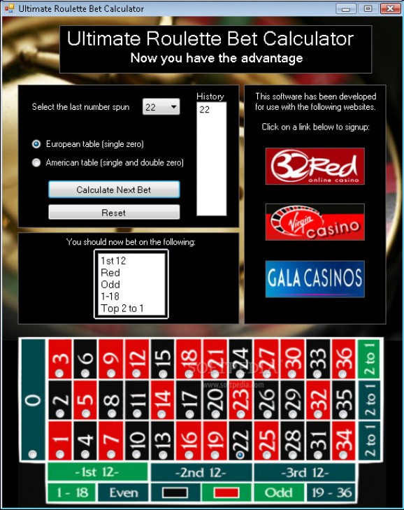 Ultimate Roulette Bet Calculator screenshot