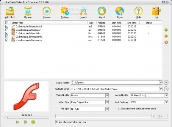 Ultra Flash Video FLV Converter screenshot