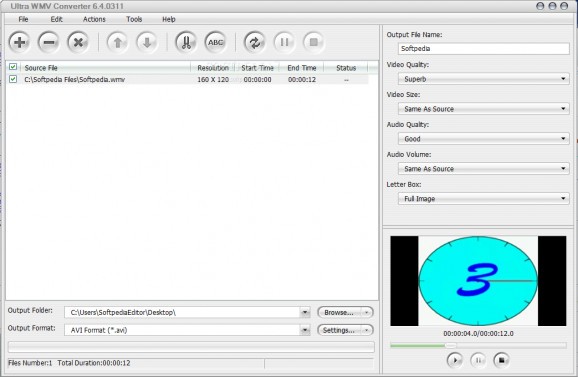 Ultra WMV Converter screenshot