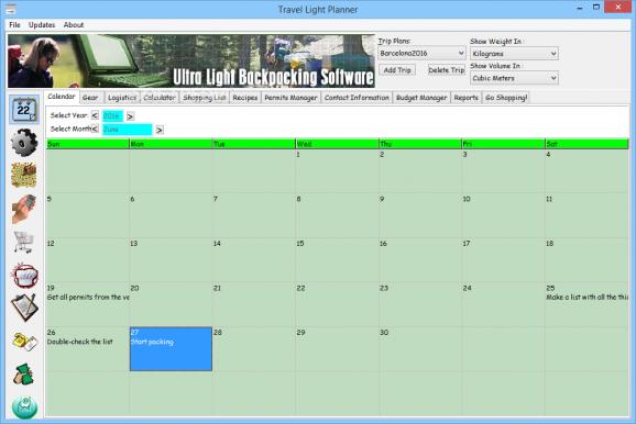 Ultralight Backpacking Software screenshot