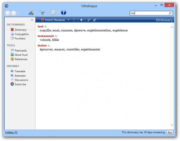 Ultralingua French Dictionary and Thesaurus screenshot