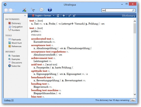 Ultralingua French-English Dictionary screenshot