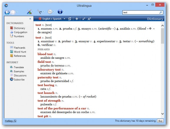 Ultralingua Spanish-English Dictionary screenshot