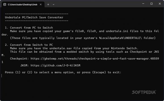 Undertale PC/Switch Save File Converter screenshot
