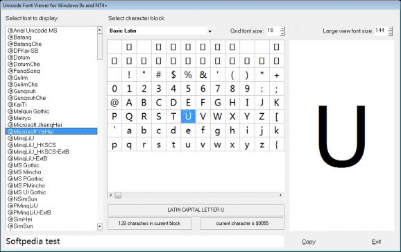 Unicode Font Viewer screenshot