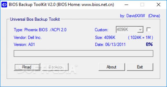 Universal BIOS Backup ToolKit screenshot