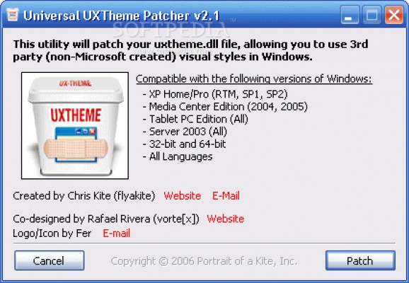 Universal UXTheme Patcher screenshot