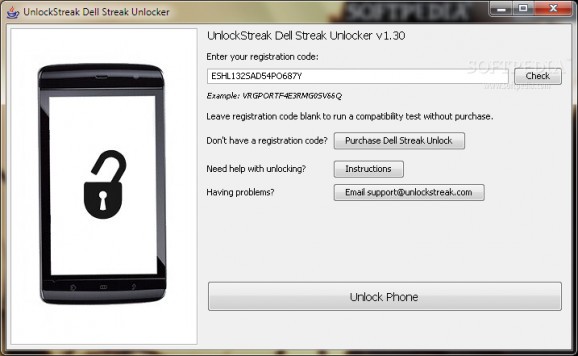 UnlockStreak Dell Streak Unlocker screenshot