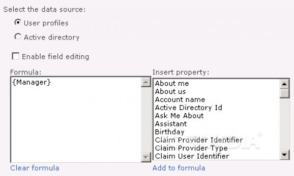 User Property Field screenshot