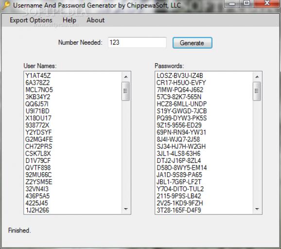 Username and Password Generator screenshot