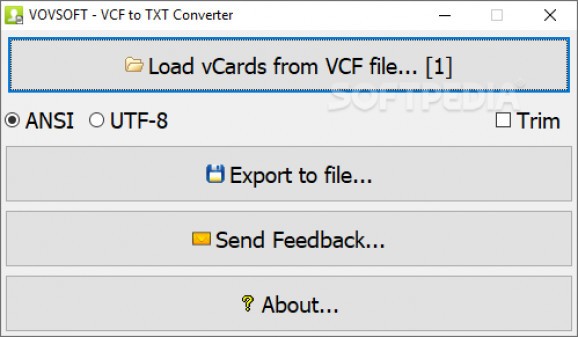 VOVSOFT VCF to TXT Converter screenshot