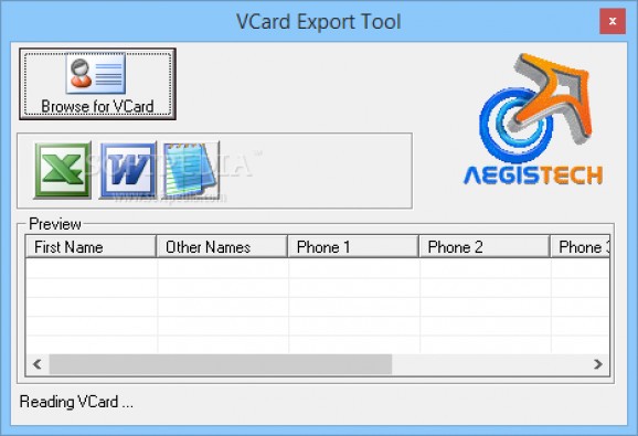 VCard Export Tool screenshot