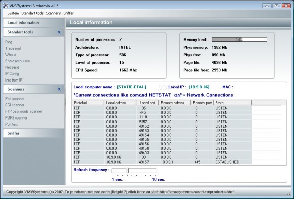 VMVSystems NetAdmin screenshot
