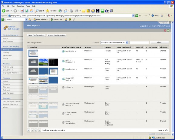 VMware vCenter Lab Manager screenshot