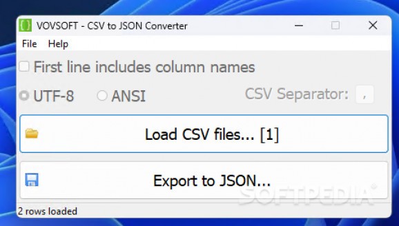 VOVSOFT - CSV to JSON Converter screenshot