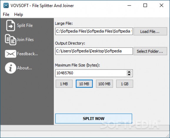 VOVSOFT - File Splitter And Joiner screenshot