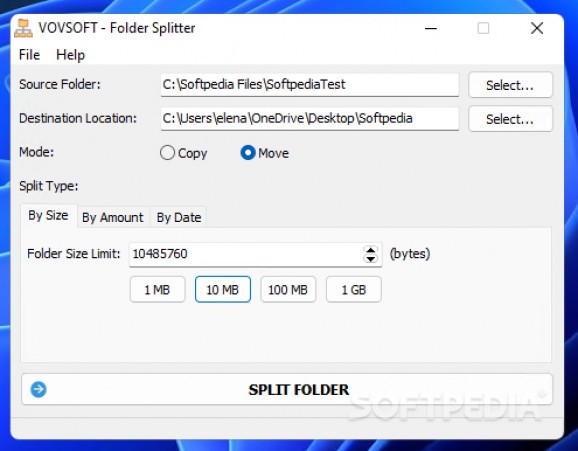VOVSOFT - Folder Splitter screenshot