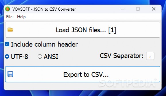 VOVSOFT - JSON to CSV Converter screenshot