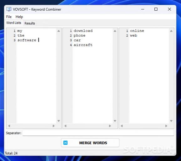 VOVSOFT - Keyword Combiner screenshot