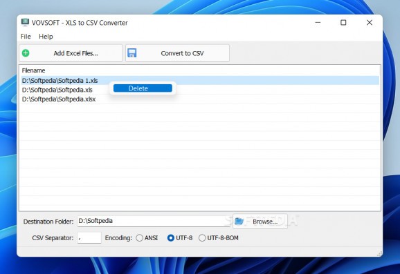 VOVSOFT - XLS to CSV Converter screenshot