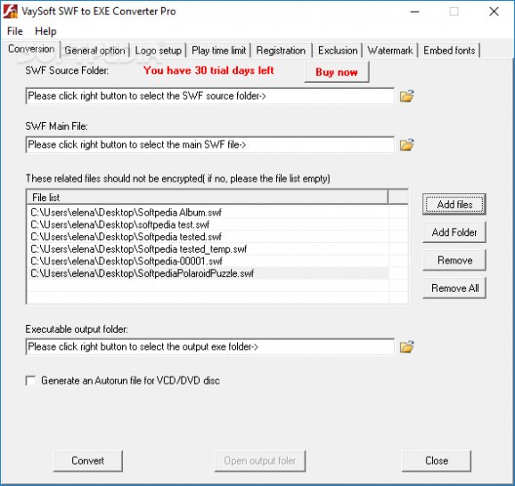 VaySoft SWF to EXE Converter Pro screenshot