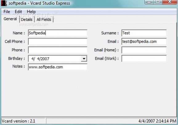 Vcard Studio Express screenshot