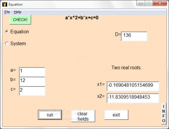 Equation Solver screenshot