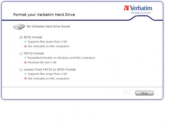 Verbatim Hard Drive Formatter screenshot