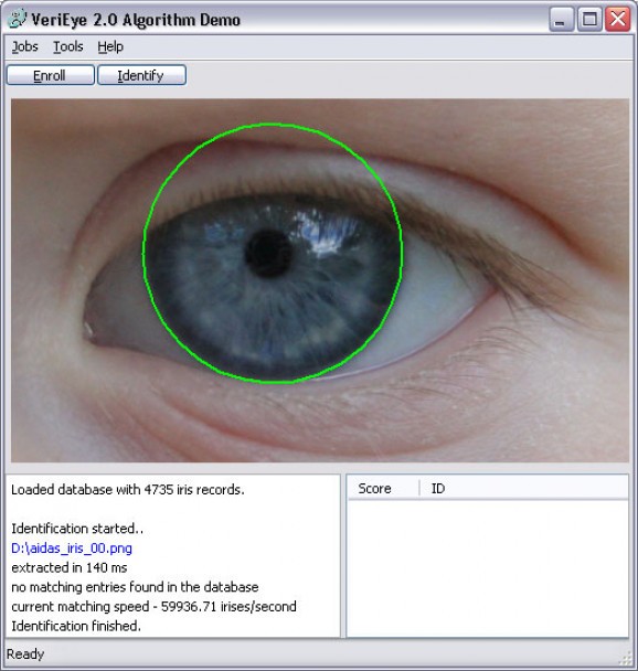 VeriEye Iris Identification SDK screenshot