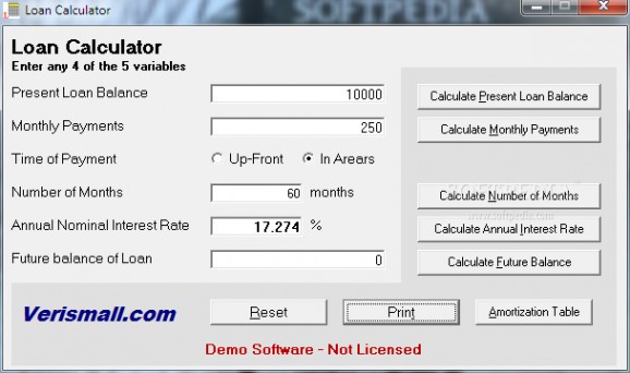 Verismall Loan Calculator screenshot