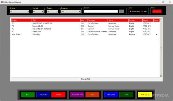 Video Games Database screenshot
