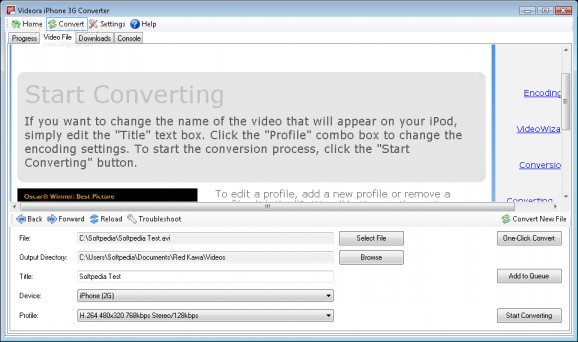 Videora iPhone 3G Converter screenshot