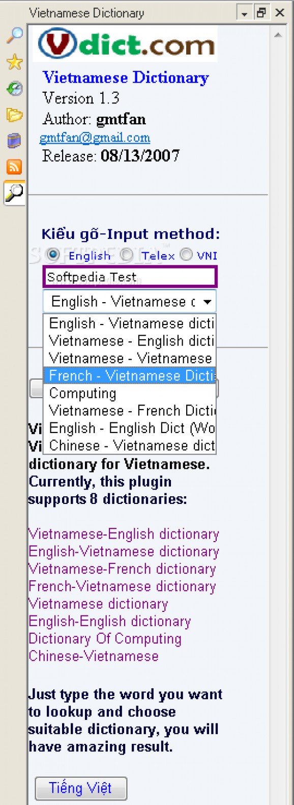 Vietnamese dictionary screenshot