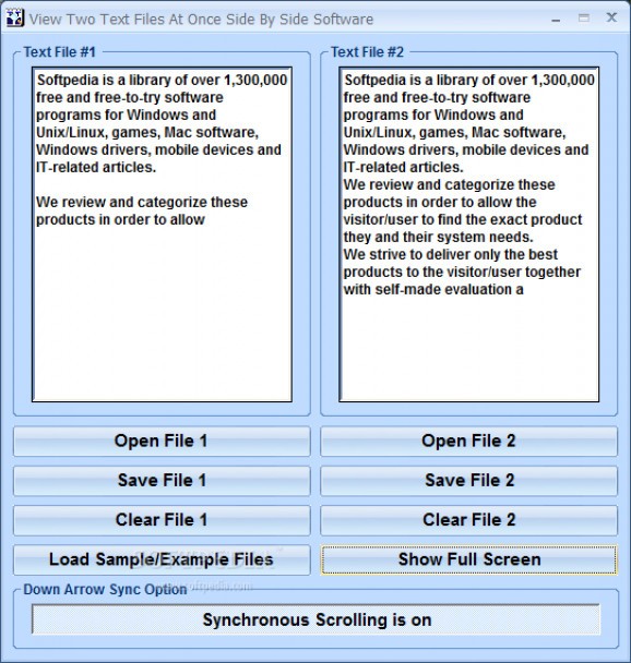 View Two Text Files At Once Side By Side Software screenshot