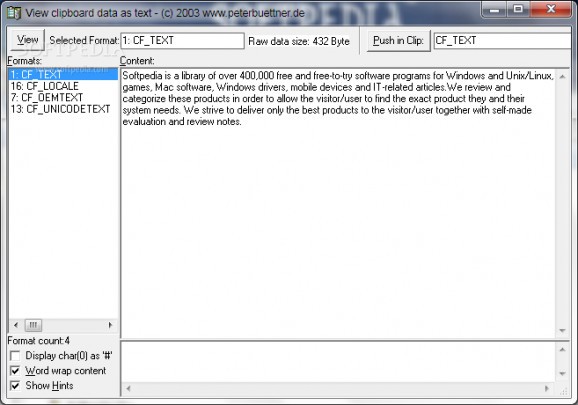 View clipboard data as text screenshot