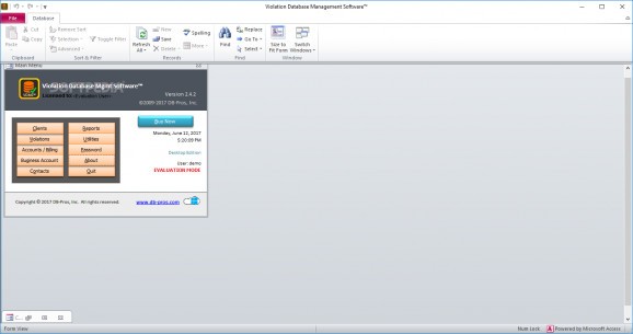 Violation Database Management Software screenshot