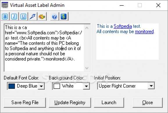 Virtual Asset Label screenshot
