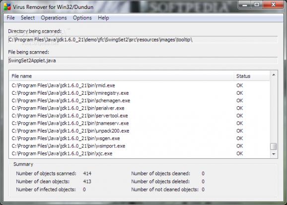 Virus Remover for Win32/Dundun screenshot