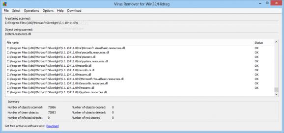Virus Remover for Win32/Hidrag screenshot